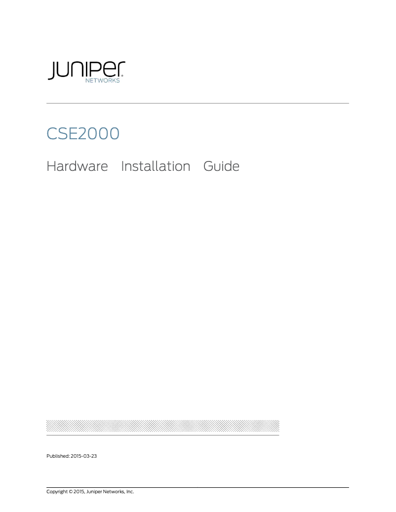 Page 1 de la notice Manuel utilisateur Juniper CSE2000