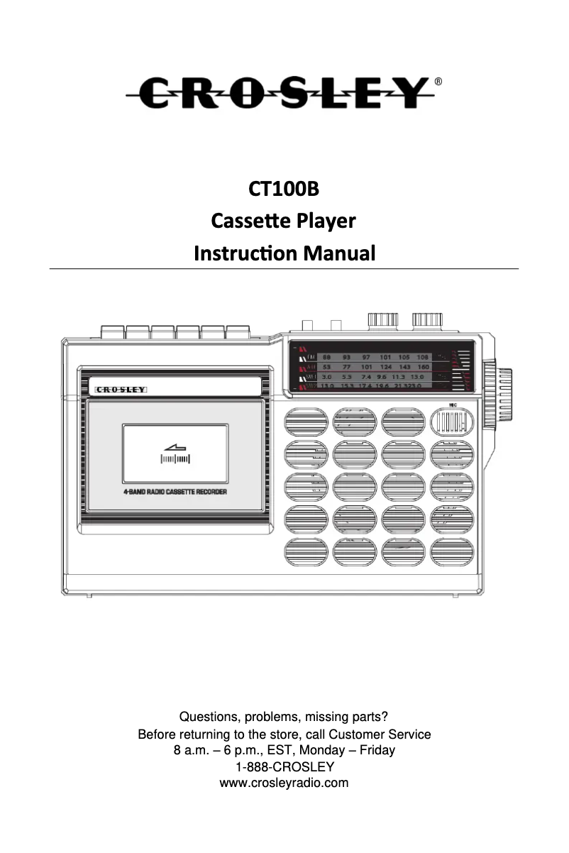 Page 1 de la notice Manuel utilisateur Crosley CT100B