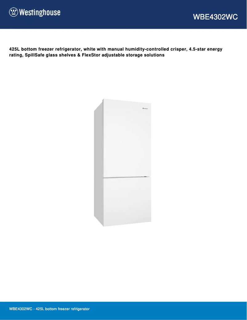 Image de la première page du manuel de l'appareil WBE4302WC