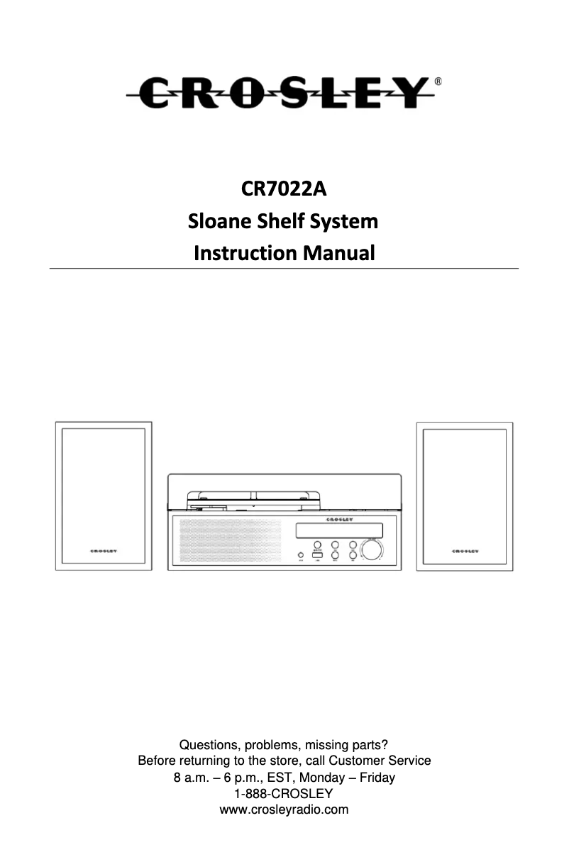 Page 1 de la notice Manuel utilisateur Crosley Sloane CR7022A