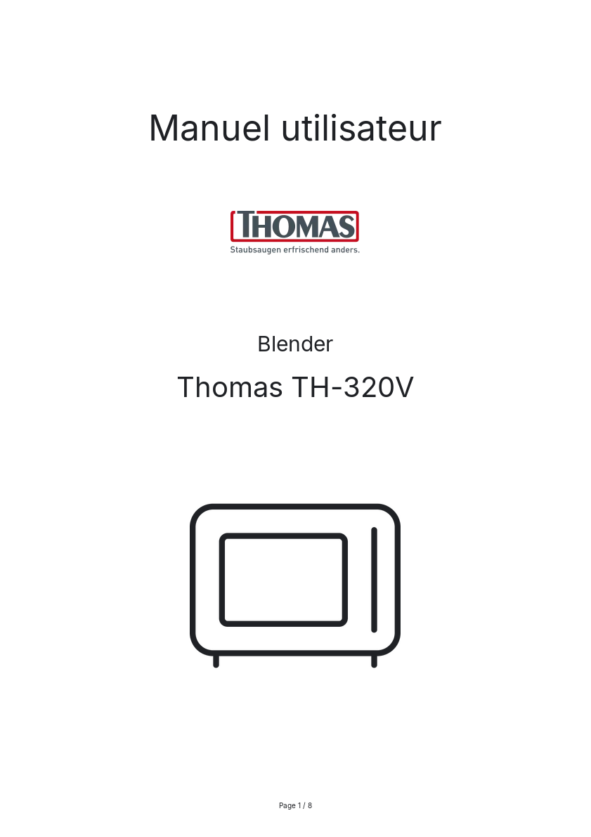 Image de la première page du manuel de l'appareil TH-320V