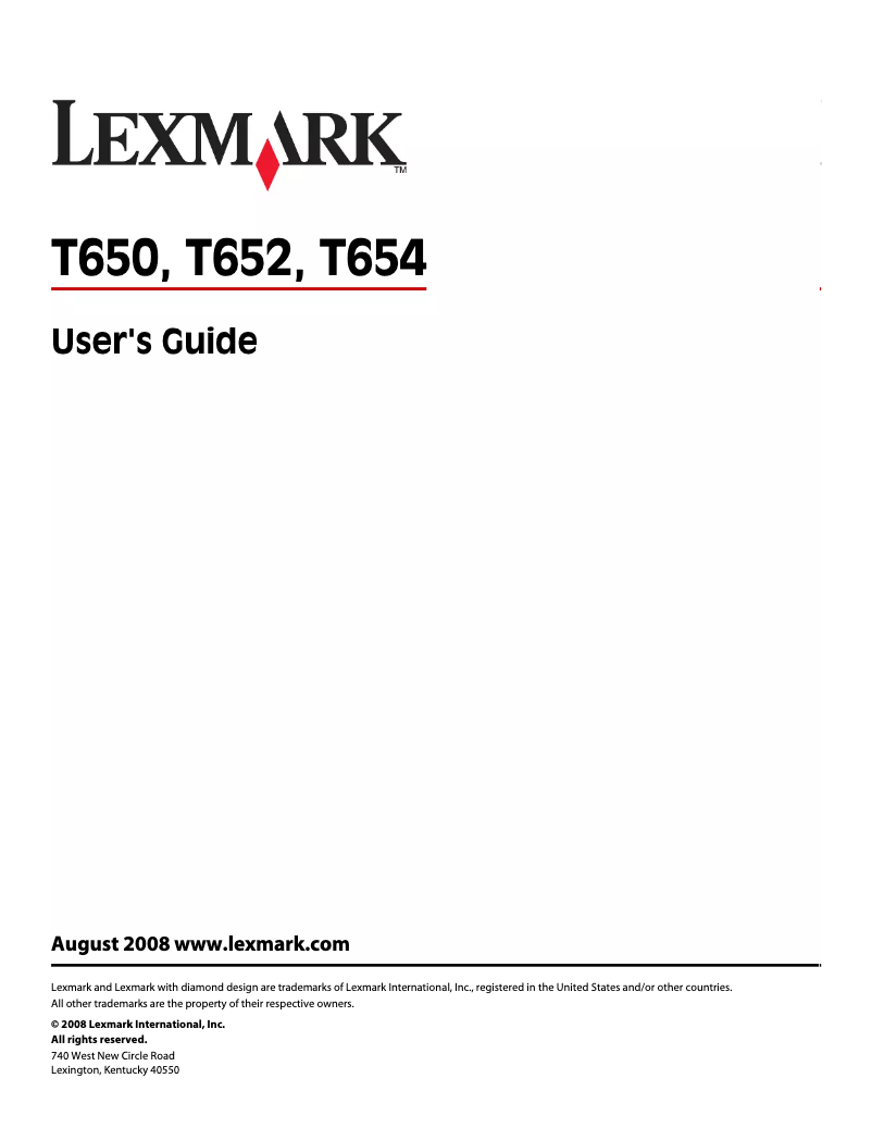 Page 1 de la notice Manuel utilisateur Lexmark T650DN