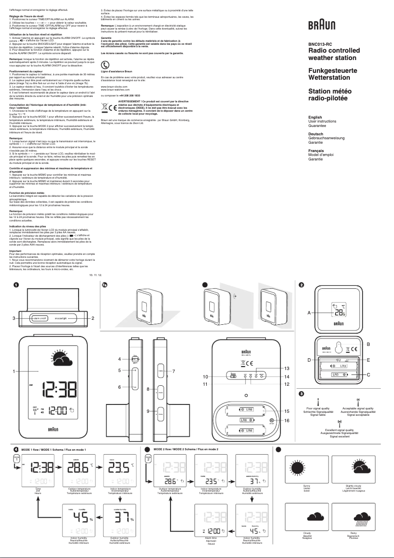 Page 1 de la notice Manuel utilisateur Braun BNC013-RC