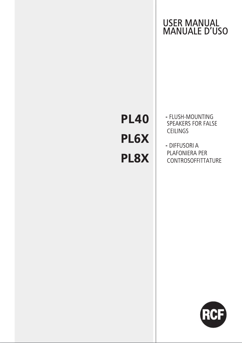 Page 1 de la notice Manuel utilisateur RCF PL 40