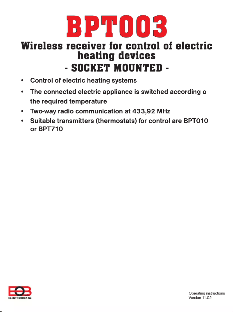 Page 1 de la notice Manuel utilisateur Elektrobock BT003