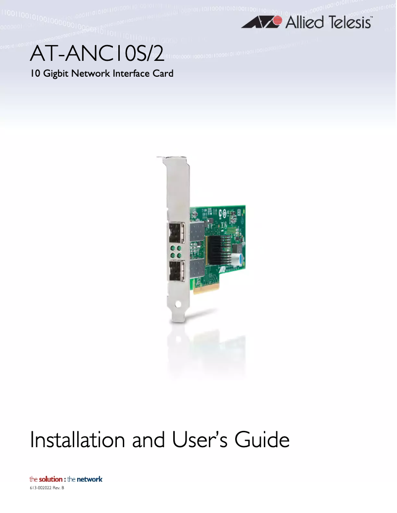 Page 1 de la notice Manuel utilisateur Allied Telesis AT-ANC10S/2+SP10SR-001