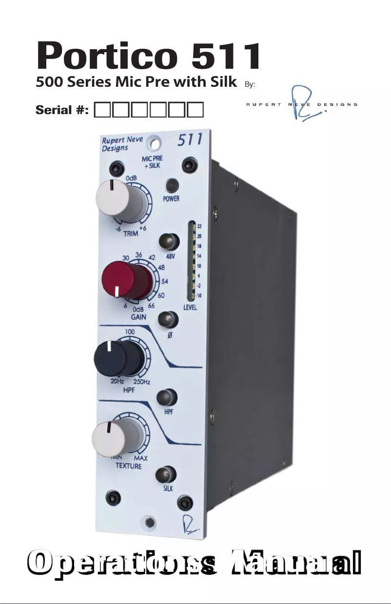 Page 1 de la notice Manuel utilisateur Rupert Neve Designs Portico 511