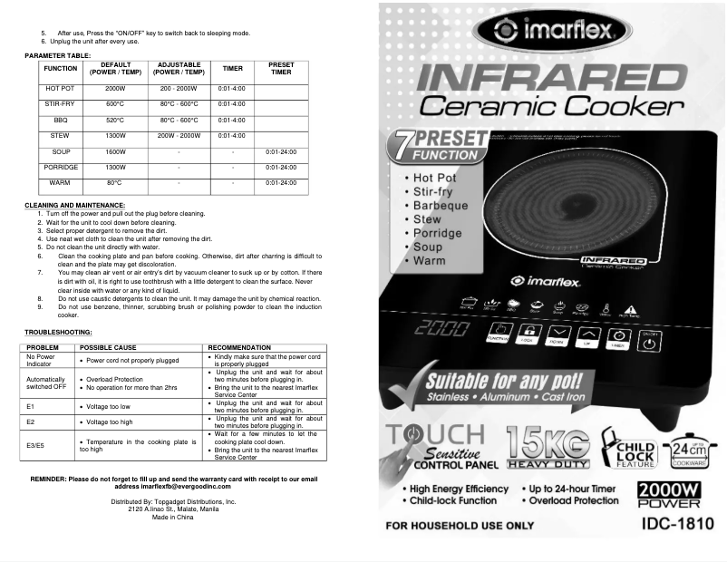 Page n°1 - Manuel utilisateur Imarflex IDC-1810