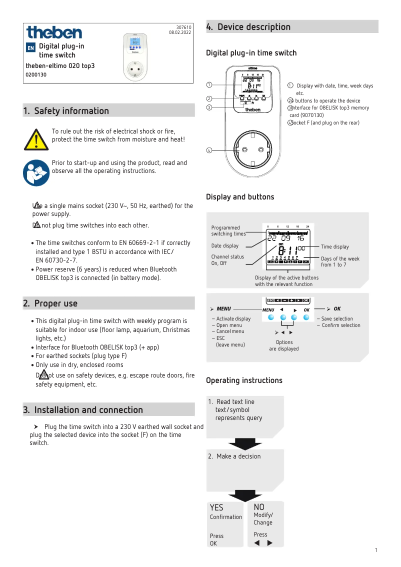 Page n°1 - Manuel utilisateur Theben eltimo 020 top3