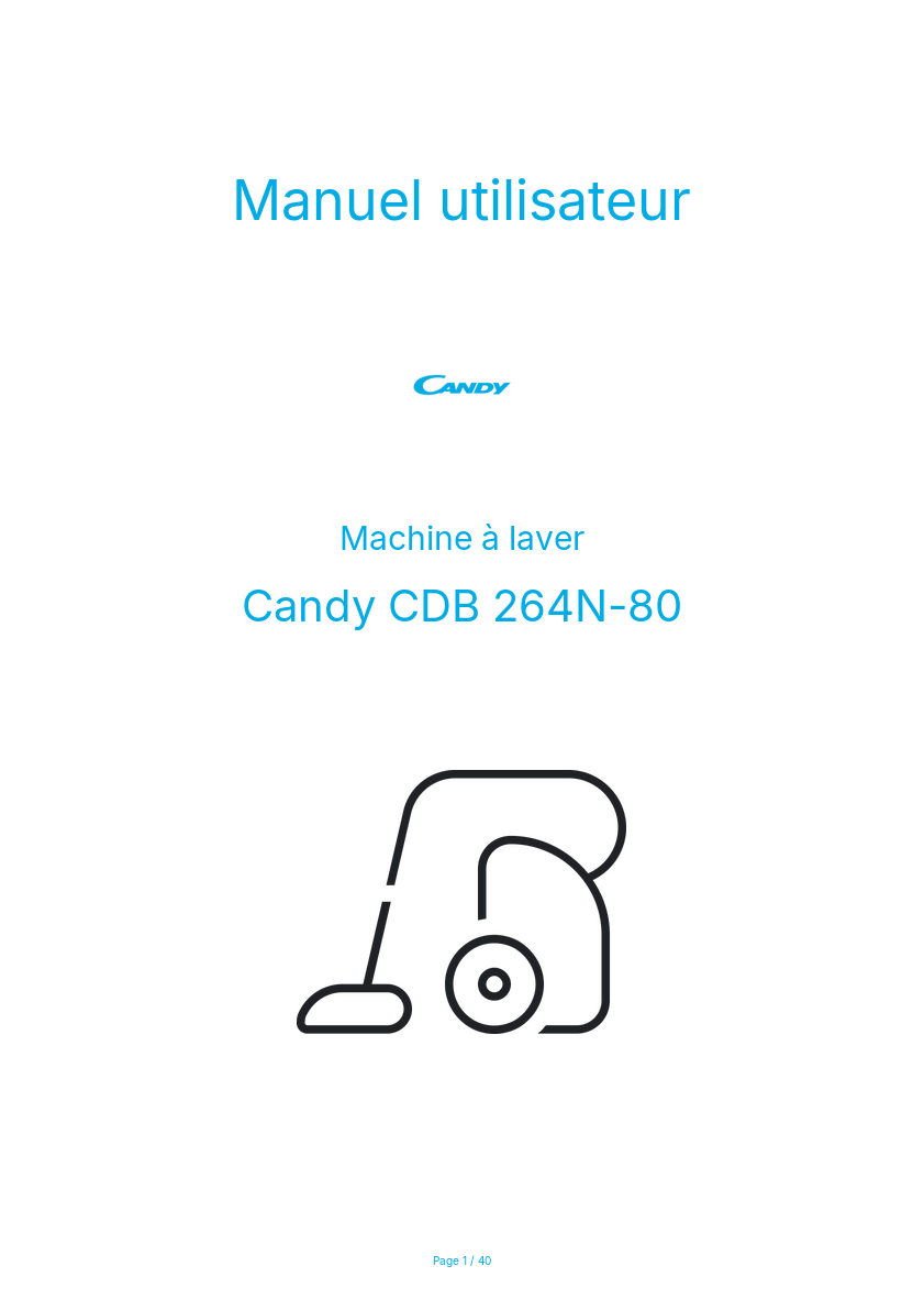 Page n°1 - Manuel utilisateur Candy CDB 264N-80