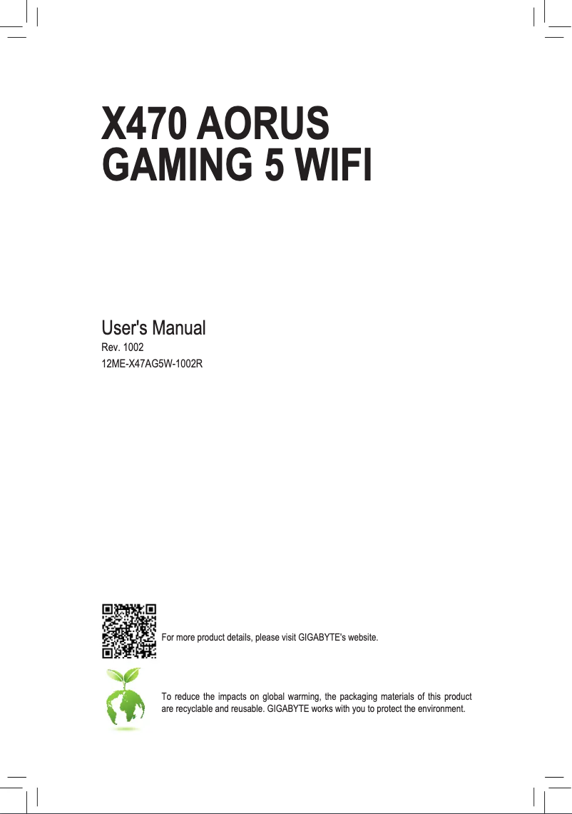 Image de la première page du manuel de l'appareil X470 Aorus Gaming 5 Wifi