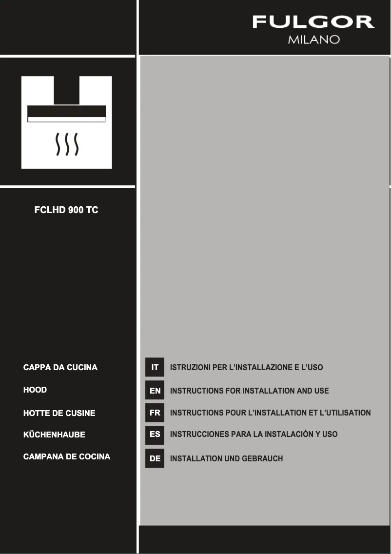Page 1 de la notice Guide d'installation Fulgor Milano FCLHD 900 TC BK