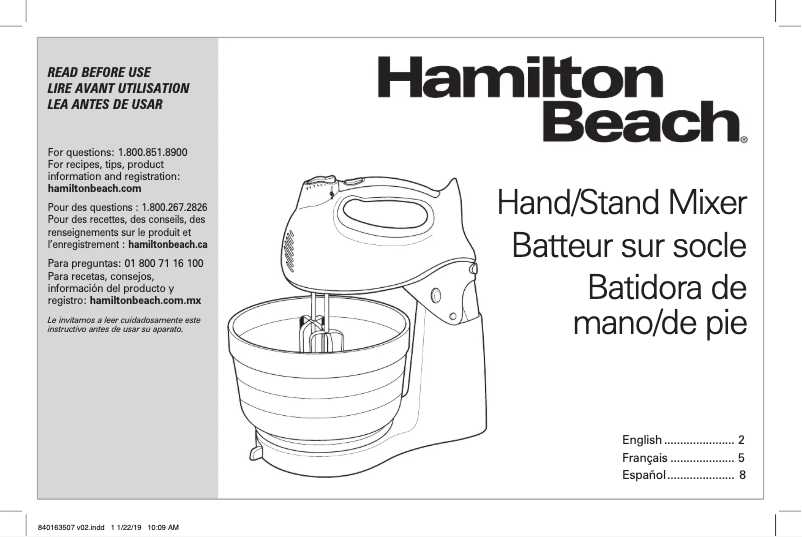 Page 1 de la notice Manuel utilisateur Hamilton Beach 64693
