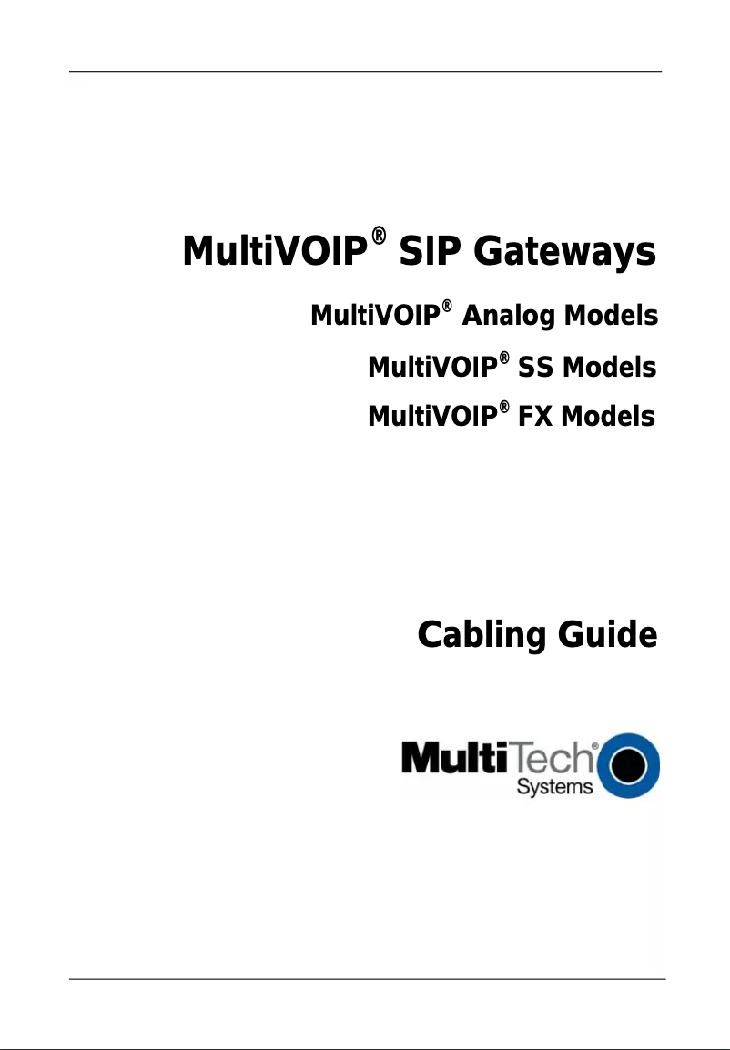 Page 1 de la notice Manuel utilisateur Multitech MVP210-FX