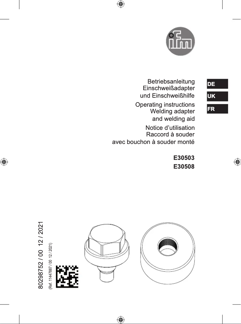 Page n°1 - Manuel utilisateur IFM E30503