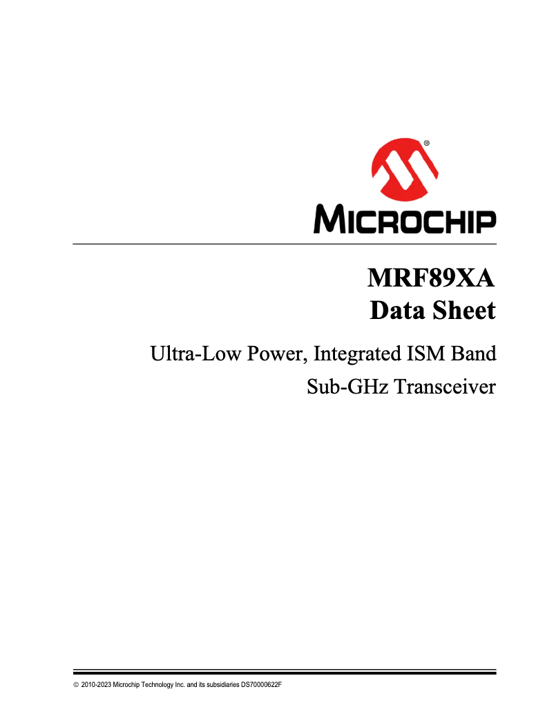 Página 1 del manual Ficha técnica Microchip MRF89XA