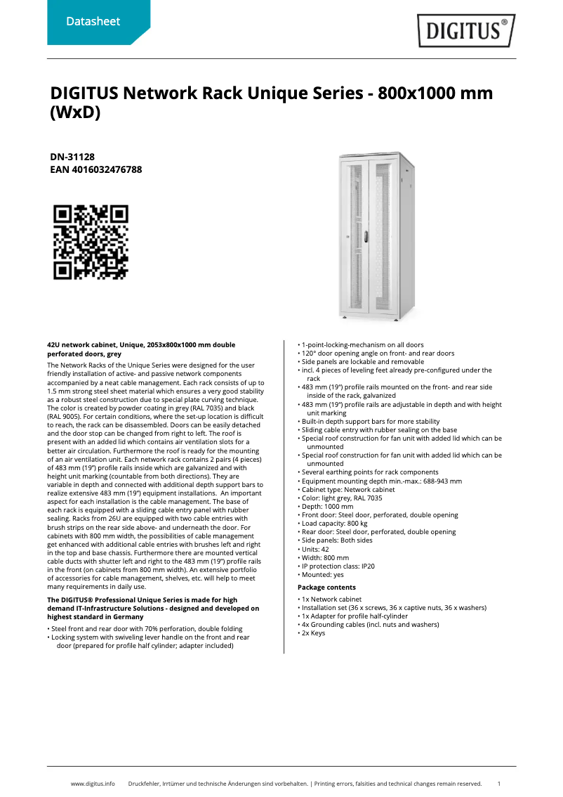 Página 1 del manual Ficha técnica Digitus DN-31128
