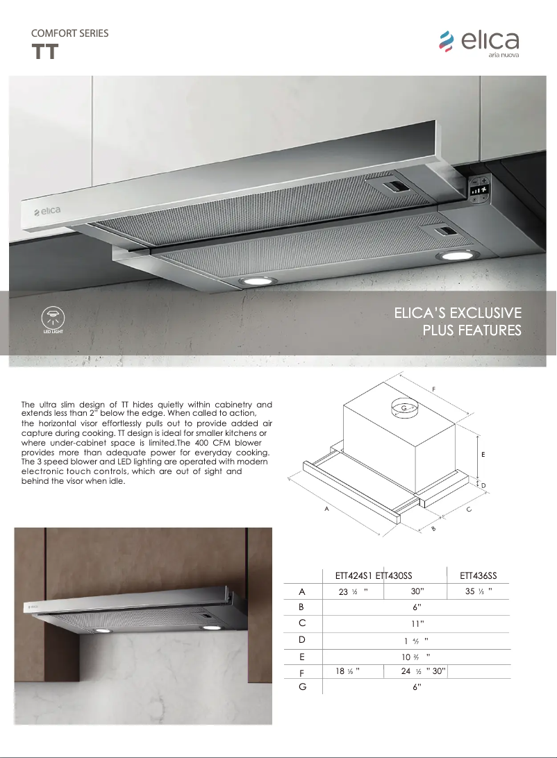 Page n°1 - Fiche technique Elica ETT430SS