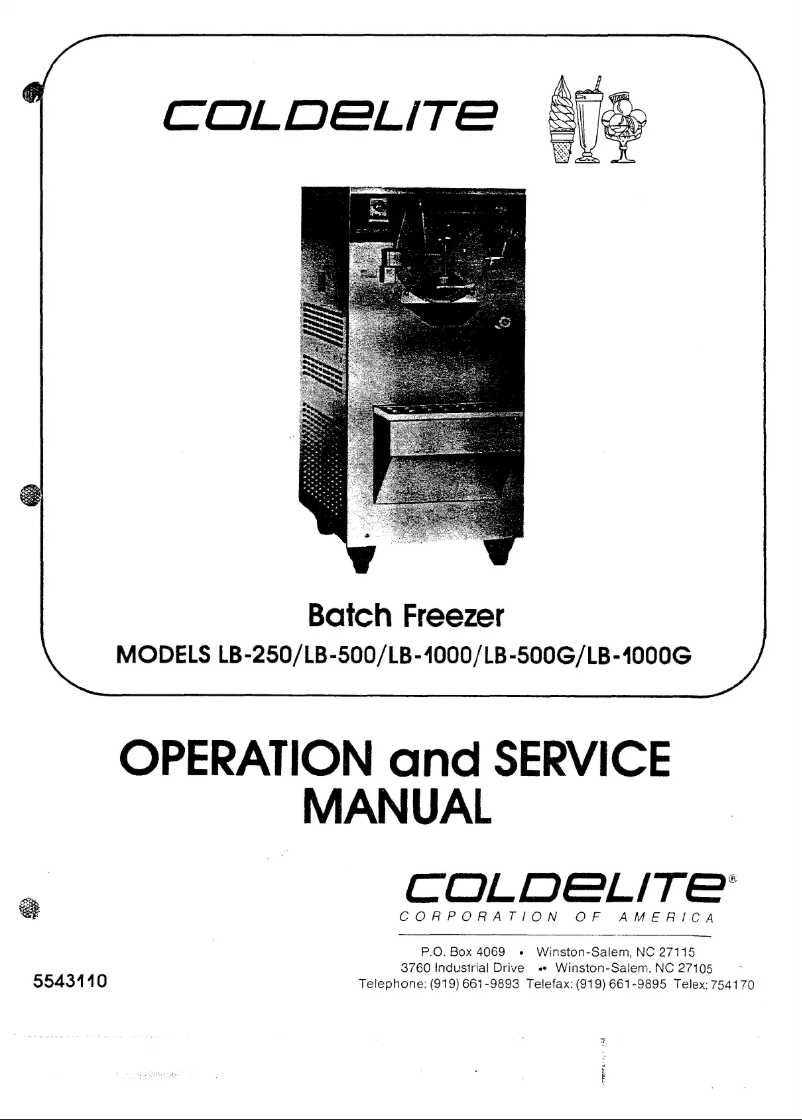 Page n°1 - Manuel utilisateur Coldelite LB-1000G