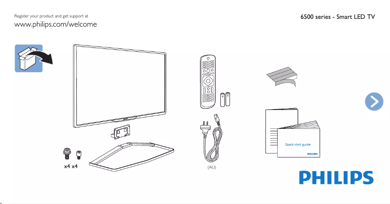 Page 1 de la notice Guide de démarrage rapide Philips 6500 series 42PFT6509