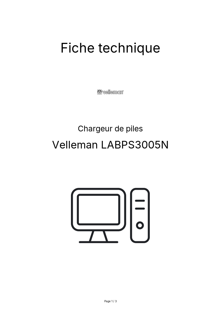 Page n°1 - Fiche technique Velleman LABPS3005N