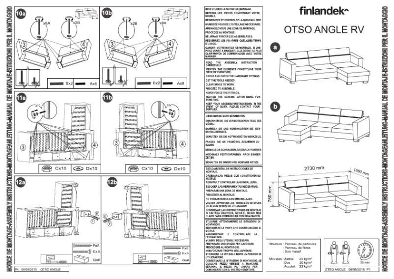 Page 1 de la notice Manuel utilisateur Finlandek OTSO ANGLE RV