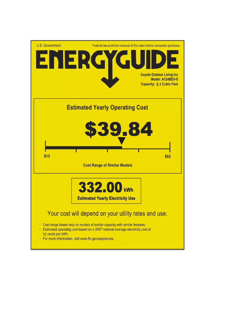 Page n°1 - Label énergétique Azure A124BEV-S