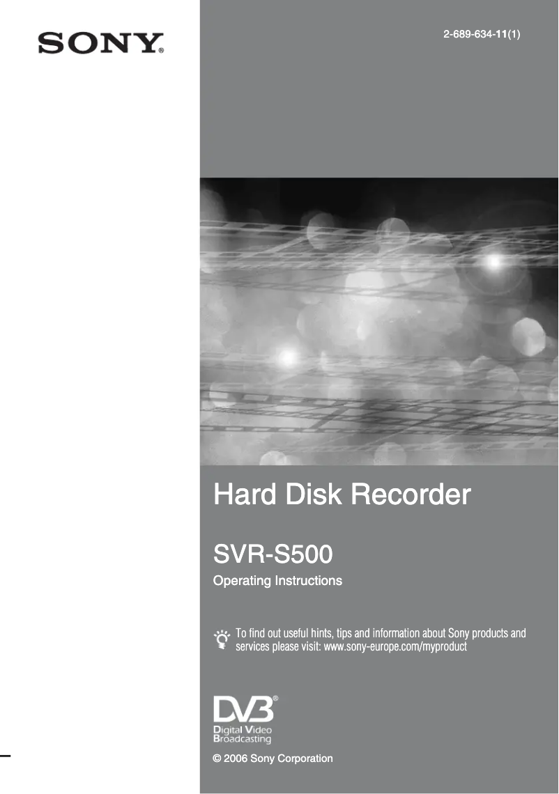 Page 1 de la notice Manuel utilisateur Sony SVR-S500