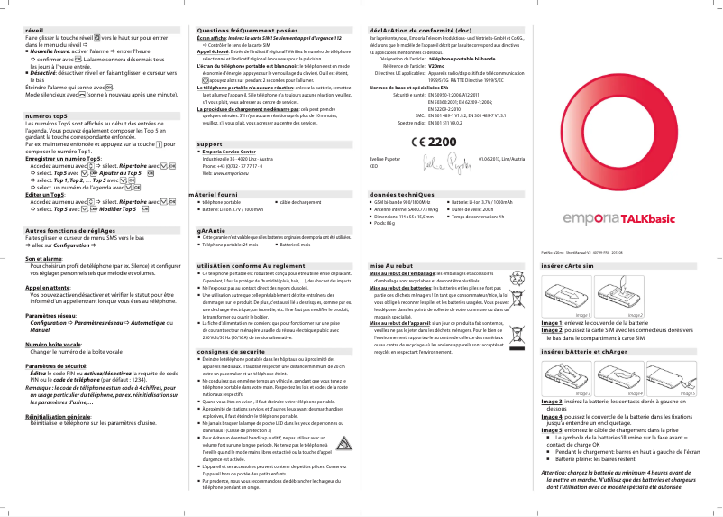 Page 1 de la notice Manuel utilisateur Emporia Talk Basic