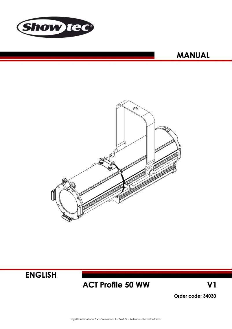 Page n°1 - Manuel utilisateur Showtec ACT Profile 50 WW