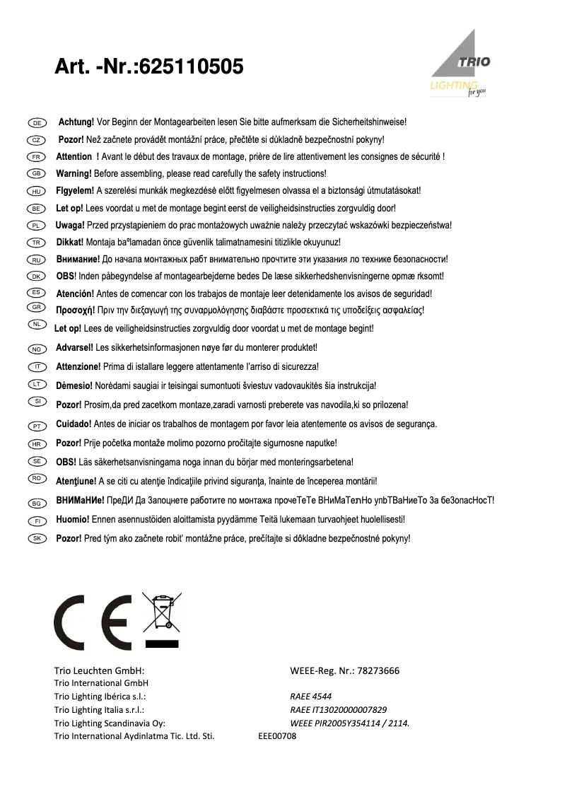 Página 1 del manual Manual de usuario Trio Lighting Thunder 625110505