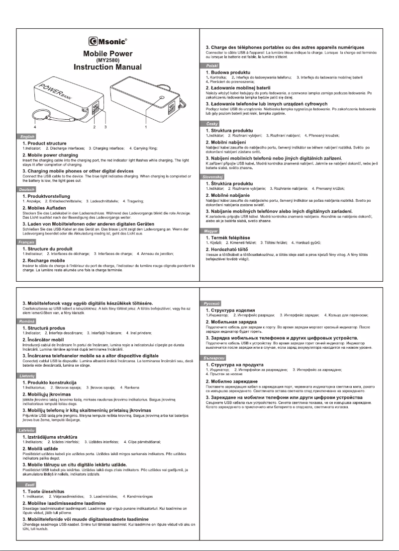 Page 1 de la notice Manuel utilisateur Vakoss Msonic MY2580B