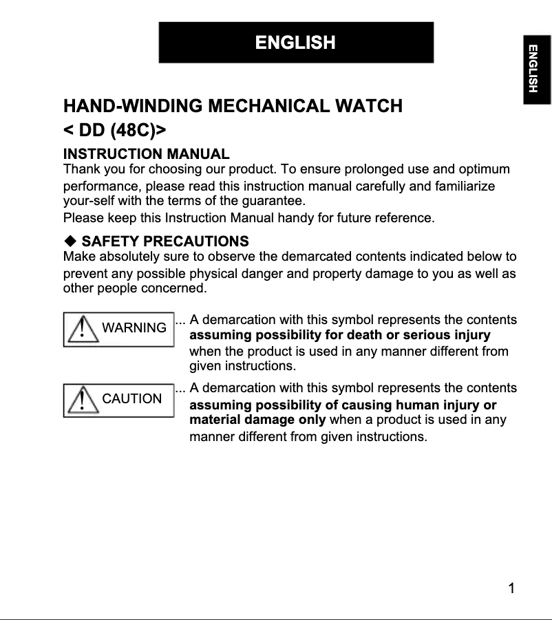 Page 1 de la notice Manuel utilisateur ORIENT Classic DD03003Y