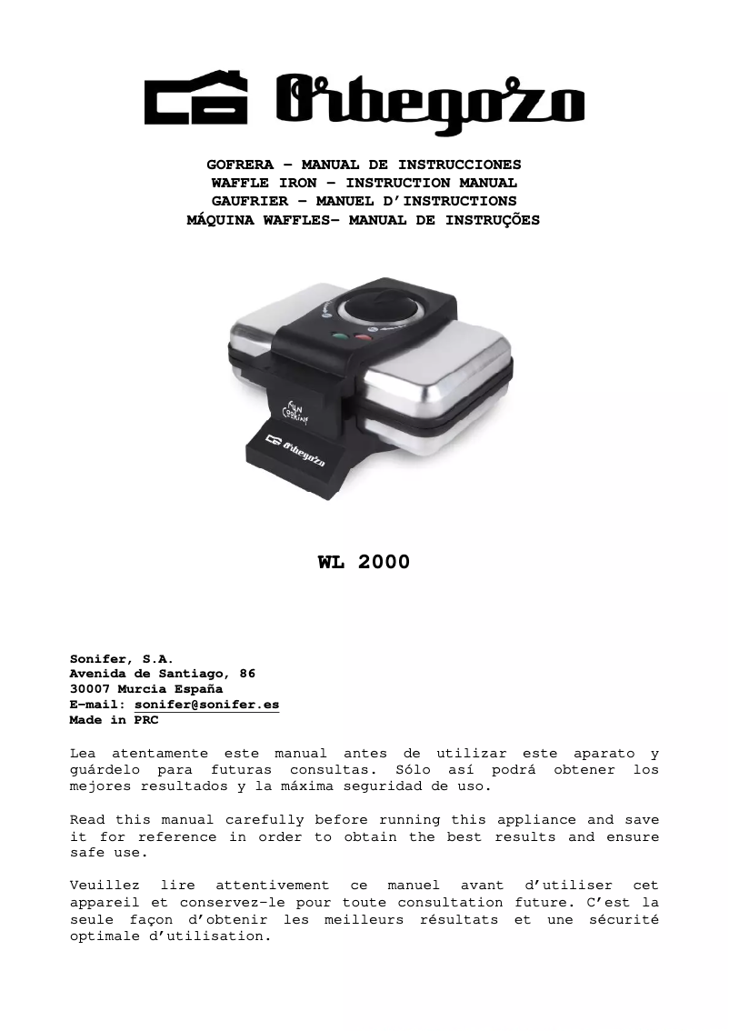 Page n°1 - Manuel utilisateur Orbegozo WL 1500