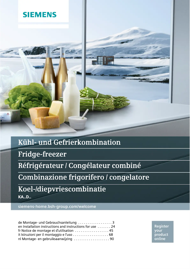 Page n°1 - Manuel utilisateur Siemens KA92DVI25