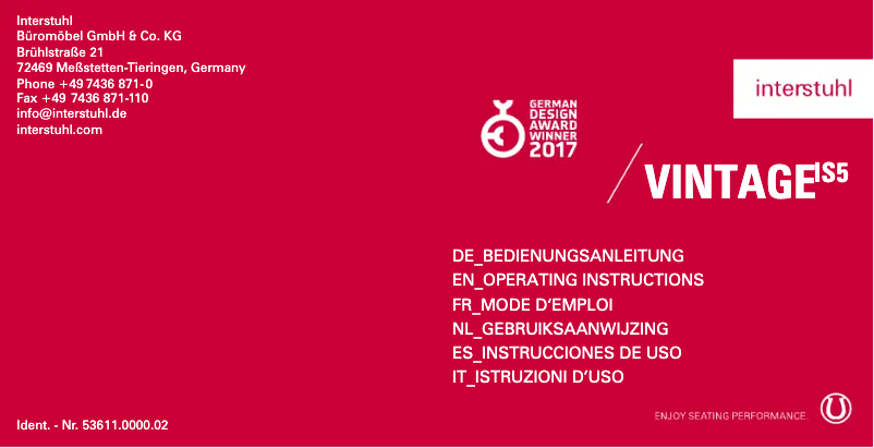 Page n°1 - Manuel utilisateur Interstuhl VINTAGEis5 24V4
