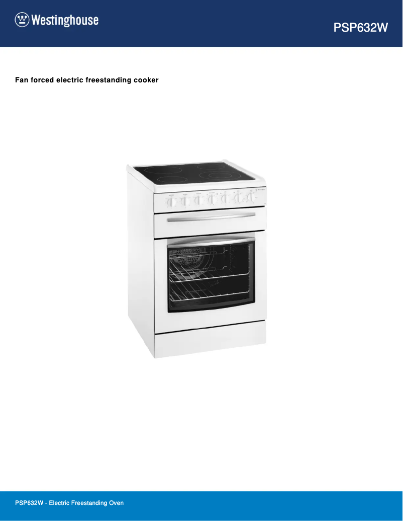 Página 1 del manual Ficha técnica Westinghouse PSP632W