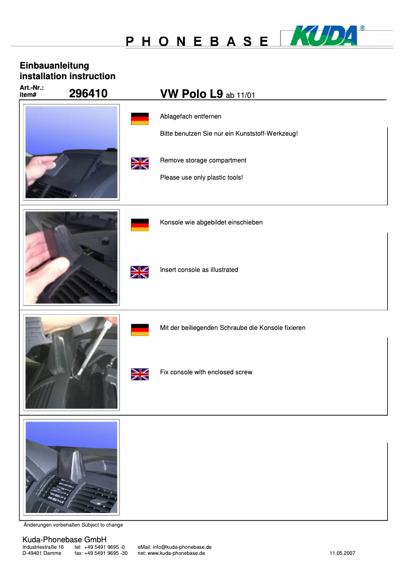 Image de la première page du manuel de l'appareil 296415