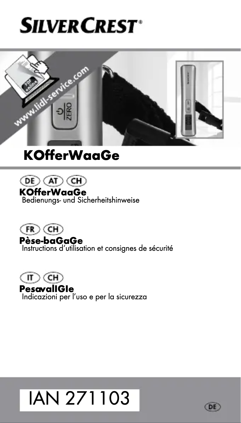 Page 1 de la notice Manuel utilisateur SilverCrest IAN 271103
