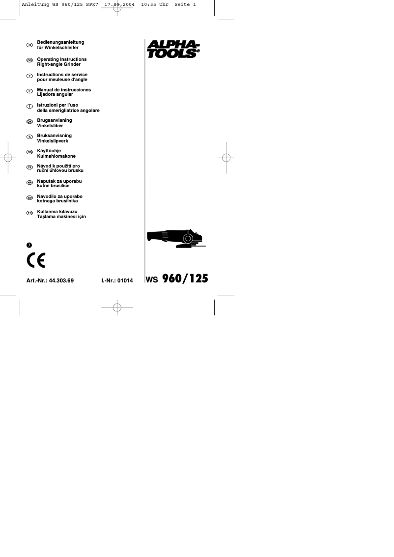 Image de la première page du manuel de l'appareil WS 960/125