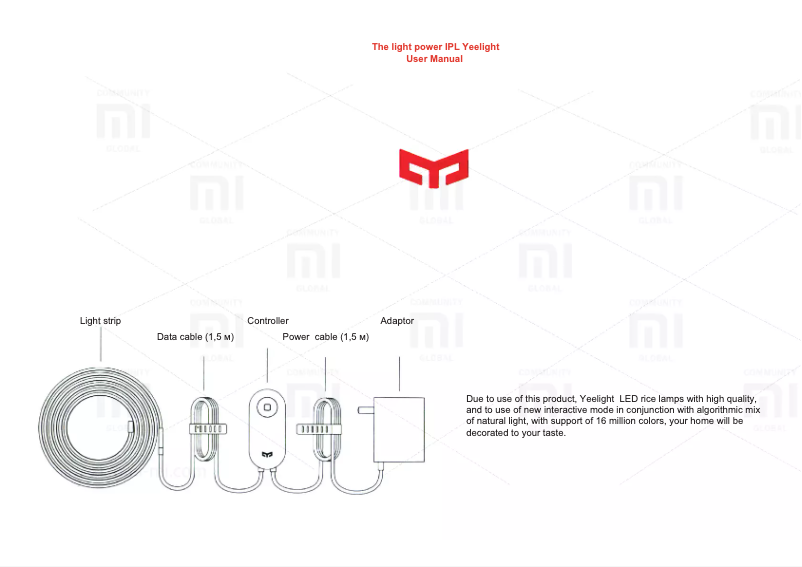 Page 1 de la notice Manuel utilisateur Xiaomi Yeelight