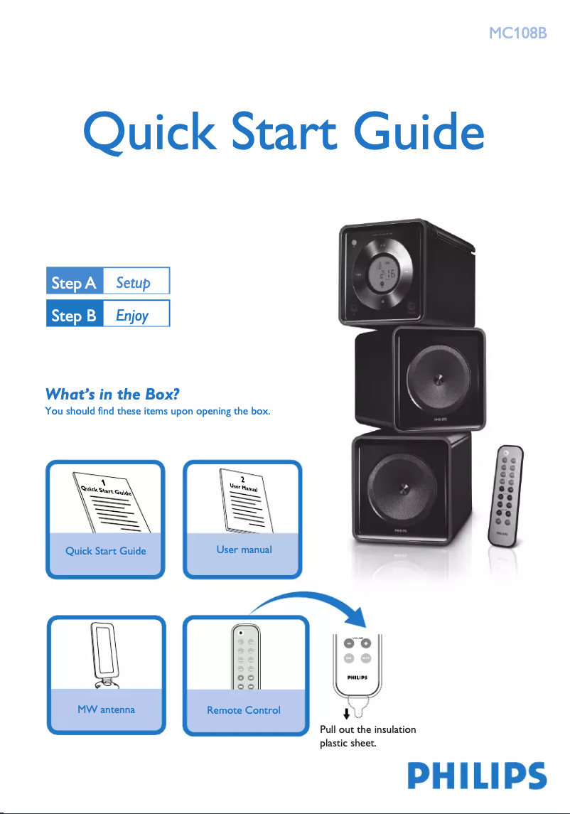 Page n°1 - Guide de démarrage rapide Philips MC108B