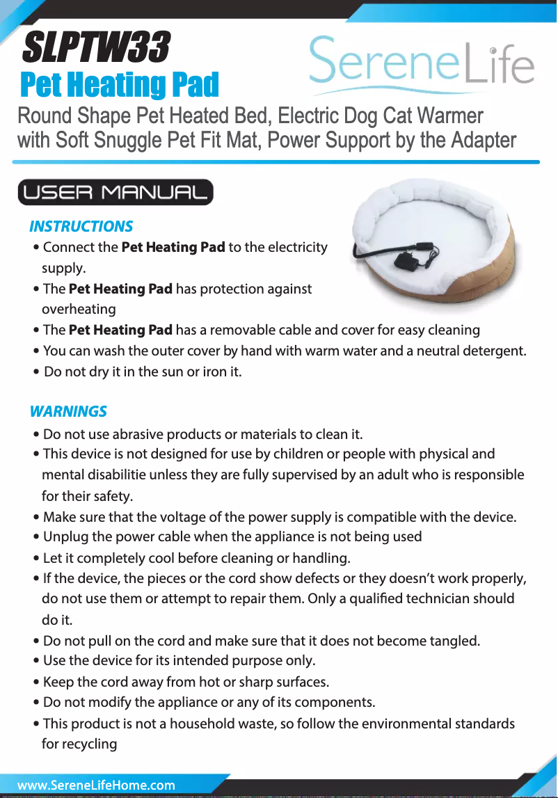 Página 1 del manual Manual de usuario SereneLife SLPTW33