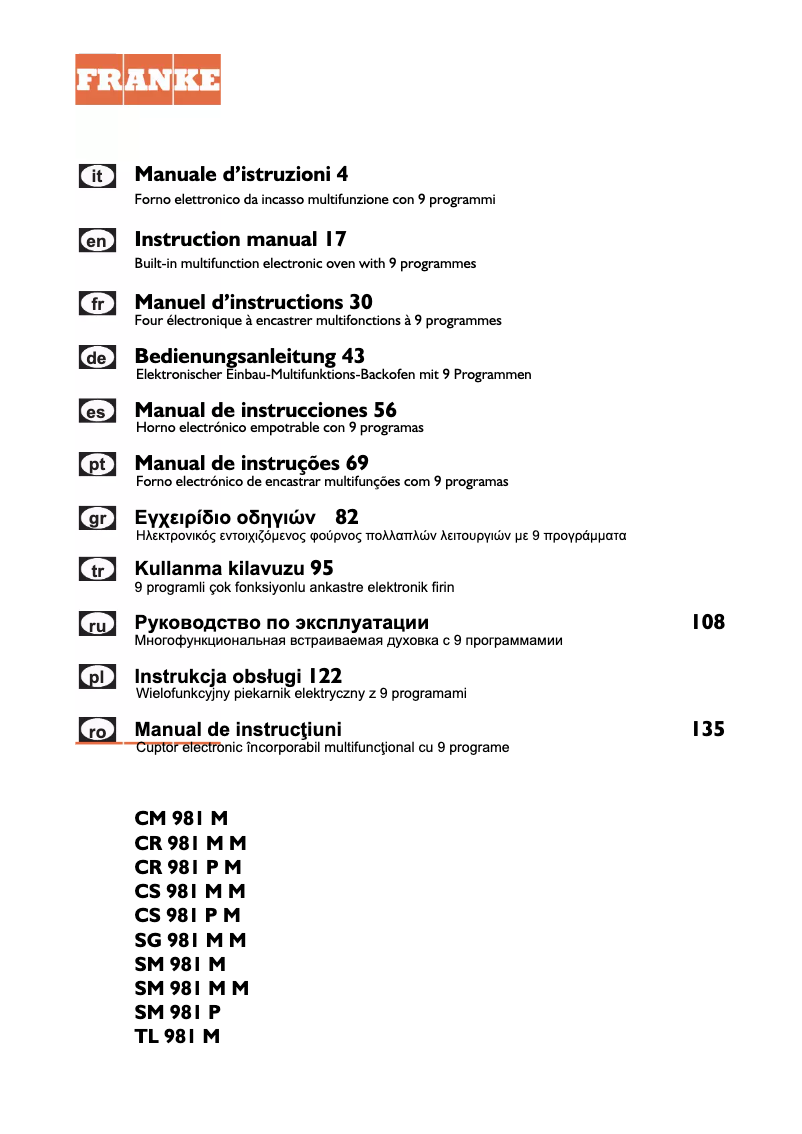 Page n°1 - Manuel utilisateur Franke Crystal Inox Pyro 60