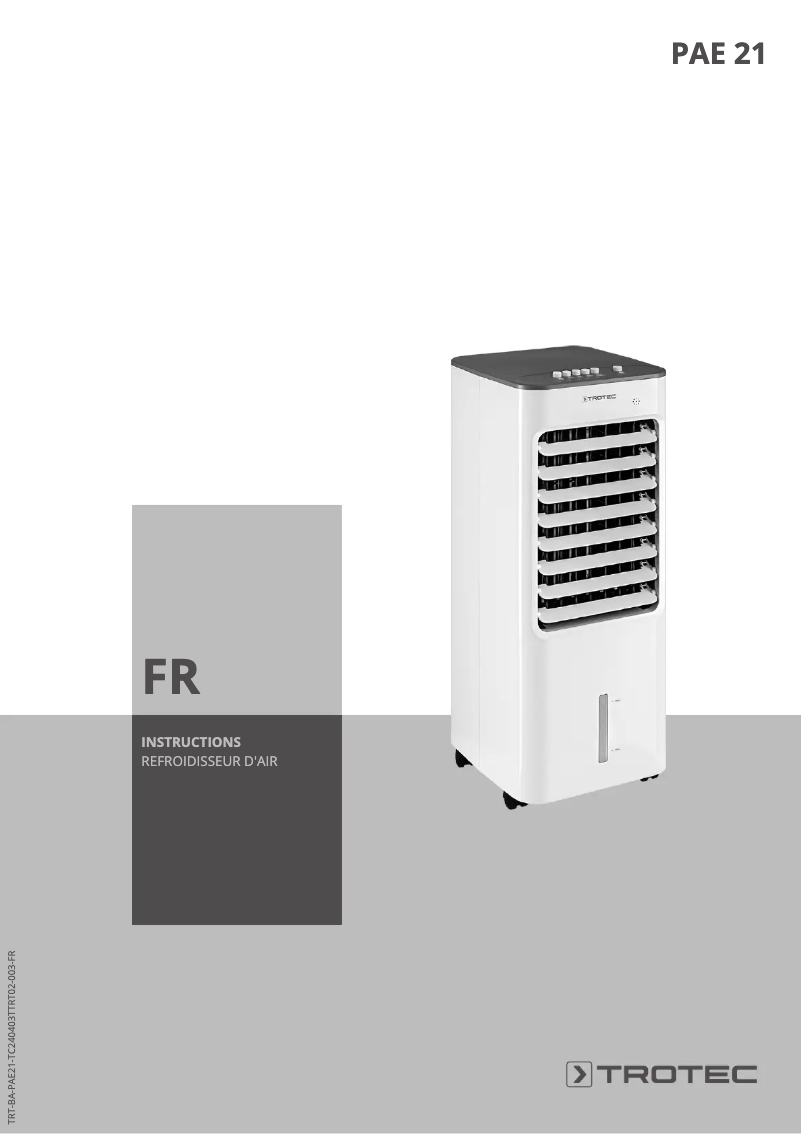 Image de la première page du manuel de l'appareil PAE 21