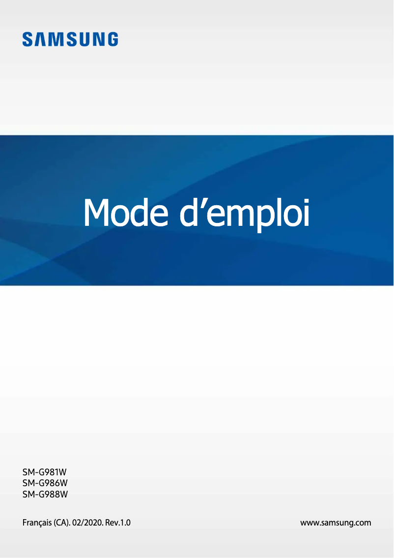 Page n°1 - Manuel utilisateur Samsung Galaxy S20