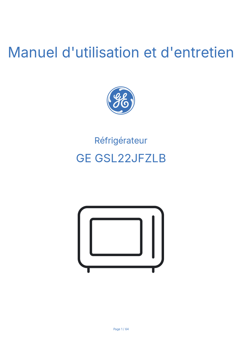 Image de la première page du manuel de l'appareil GSL22JFZLB