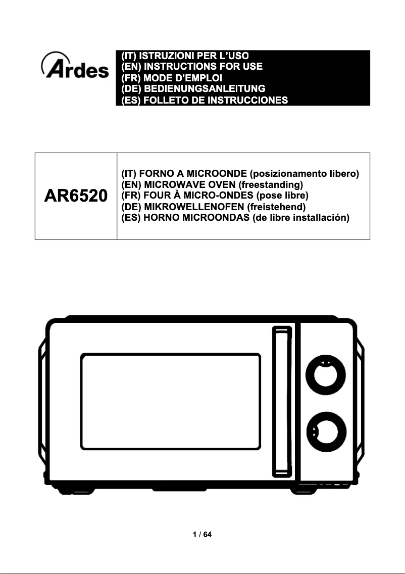 Page n°1 - Manuel utilisateur Ardes AR6520