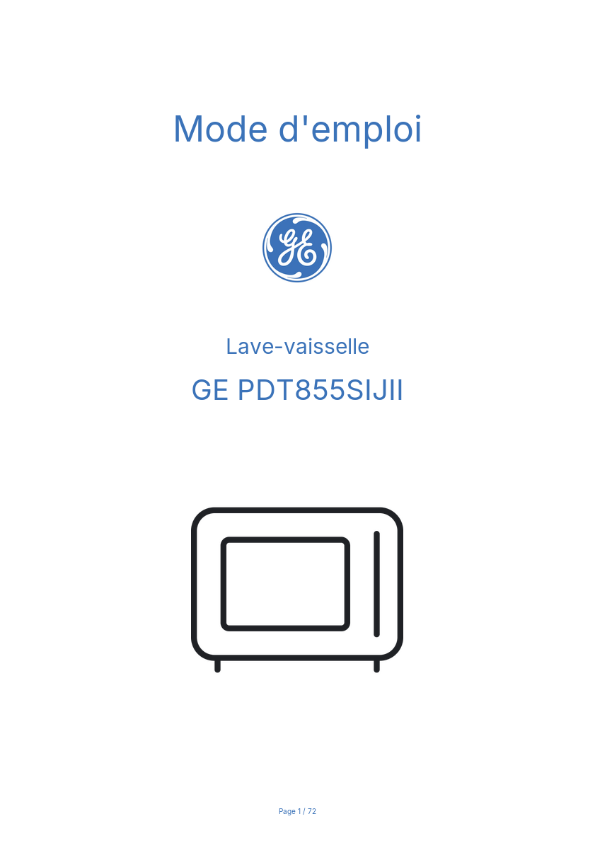 Page n°1 - Mode d'emploi GE PDT855SIJII