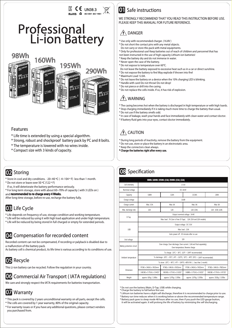 Page n°1 - Manuel utilisateur Gen Energy G-B100